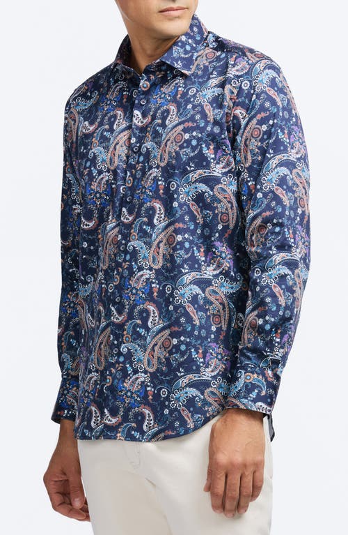 Robert Graham Chandler Floral & Paisley Stretch Cotton Button-up Shirt In Blue