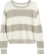 beachlunchlounge Tresa Stripe Crochet Crewneck Sweater