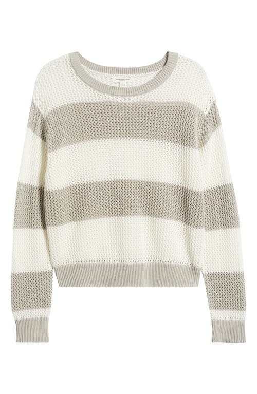 BEACHLUNCHLOUNGE BEACHLUNCHLOUNGE TRESA STRIPE CROCHET CREWNECK SWEATER