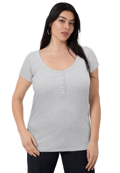 Ribbed Henley Top (Plus Available)