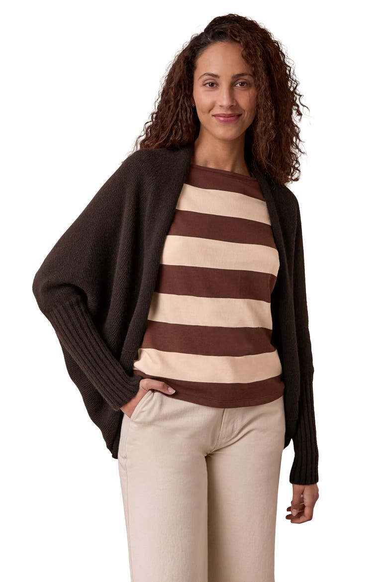 Long Sleeve Cocoon Cardigan, Alternate, color, Chocolate