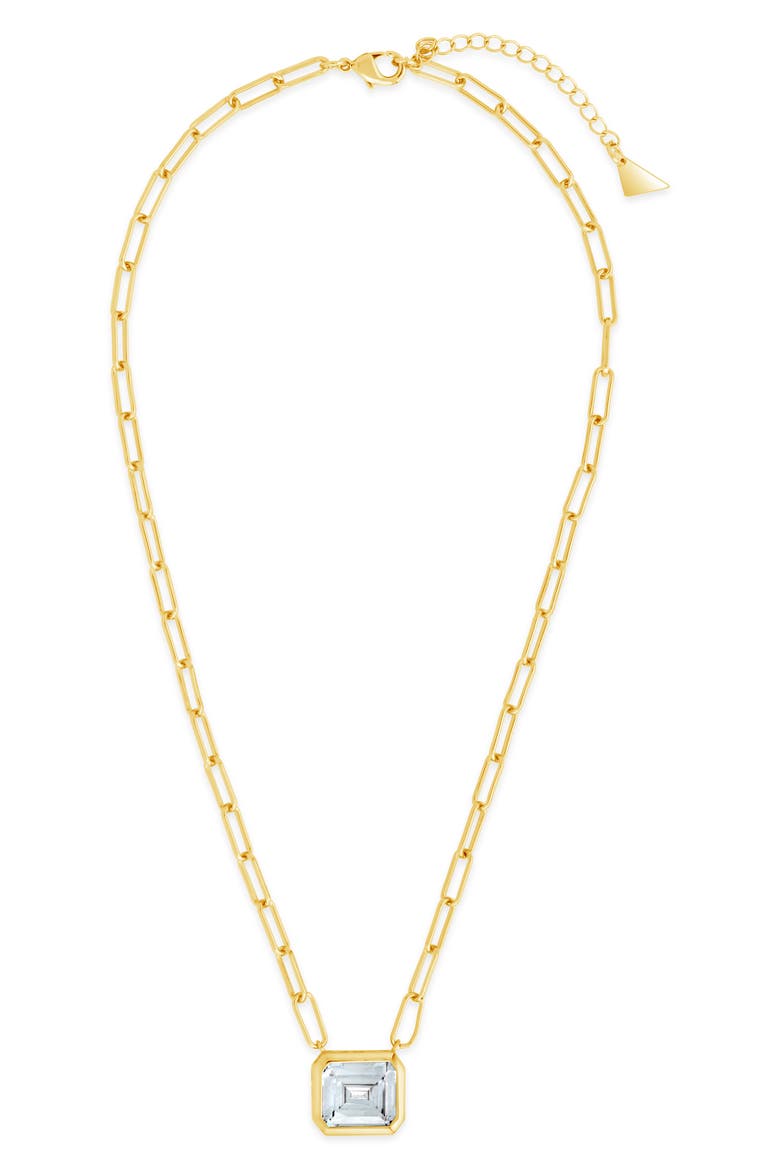 Camille Bezel Cubic Zirconia Pendant Necklace, Main, color, GOLD