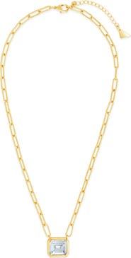 Sterling Forever Camille Bezel Cubic Zirconia Pendant Necklace