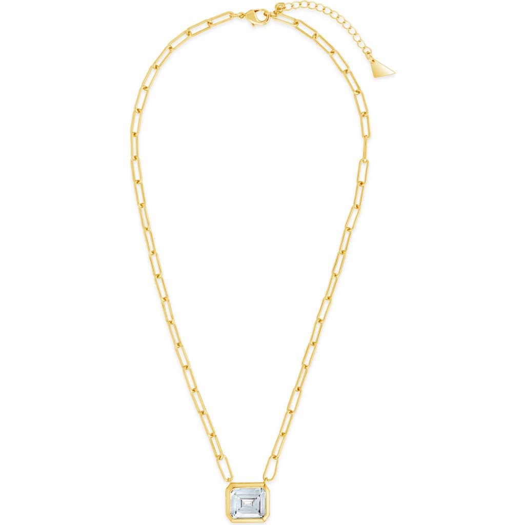 Sterling Forever Camille Bezel Cubic Zirconia Statement Necklace In Gold