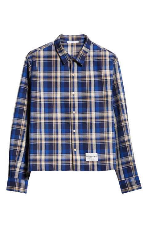 Cropped Plaid Button Front Shirt