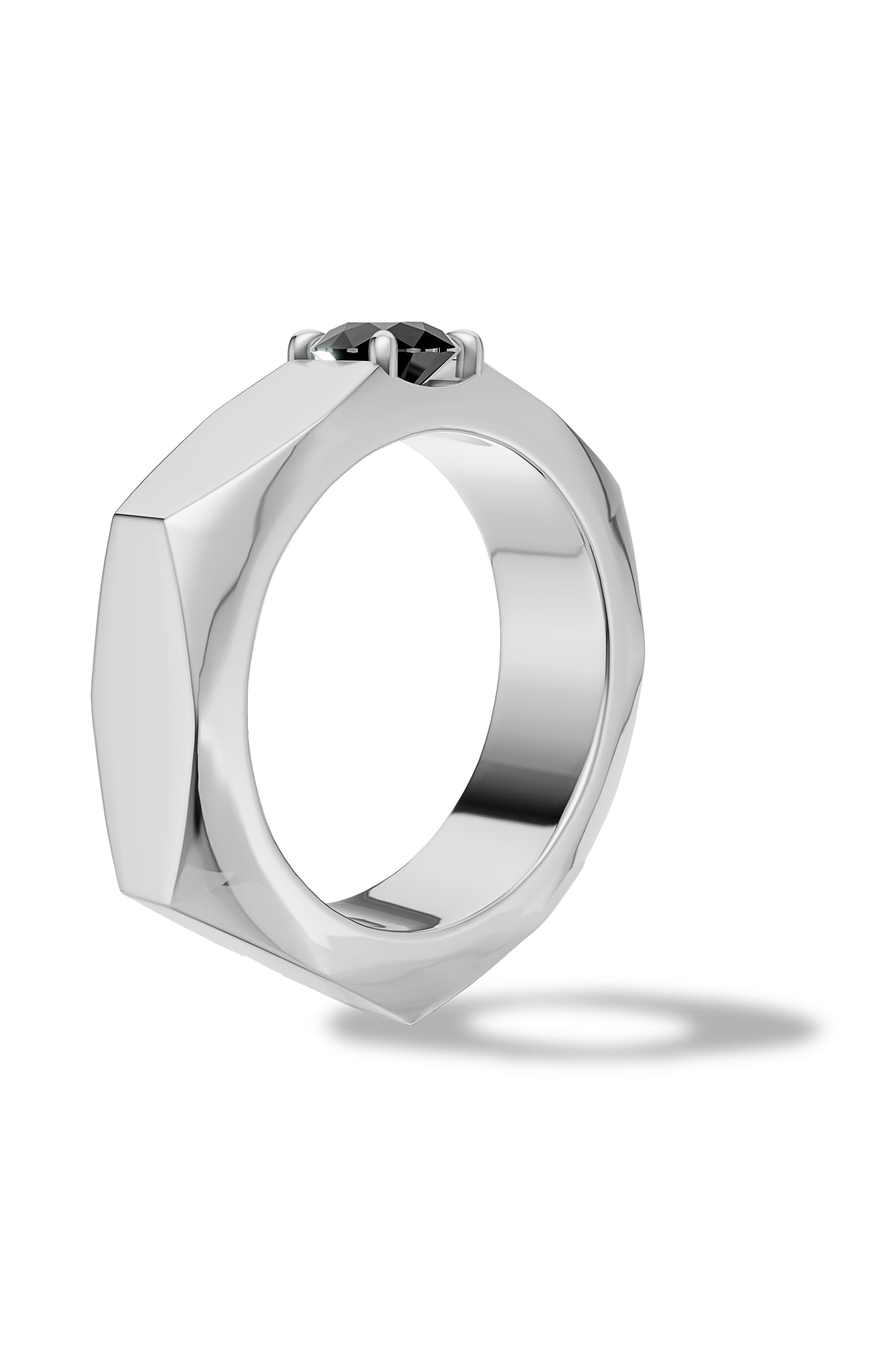 Off-White Hex Nut Lab Grown Diamond Solitaire Ring (Men) | Nordstrom