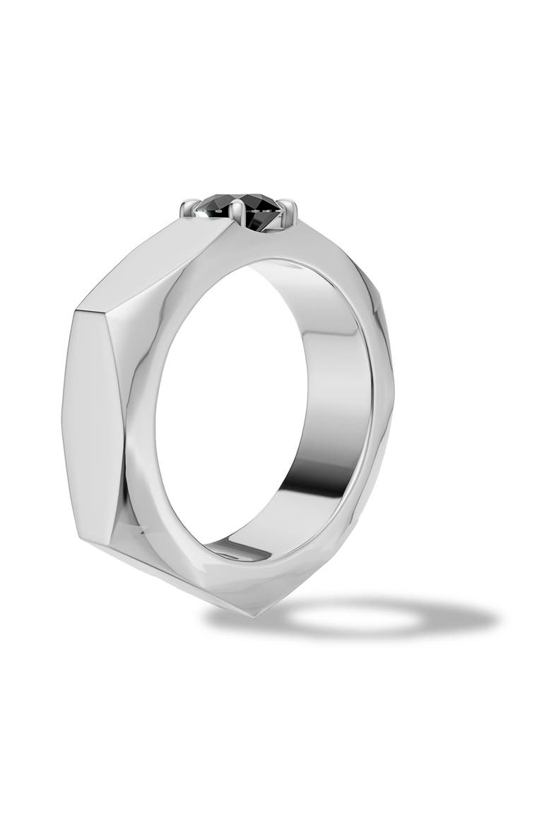 Hex Nut Lab Grown Diamond Solitaire Ring, Alternate, color, SILVER/ BLACK