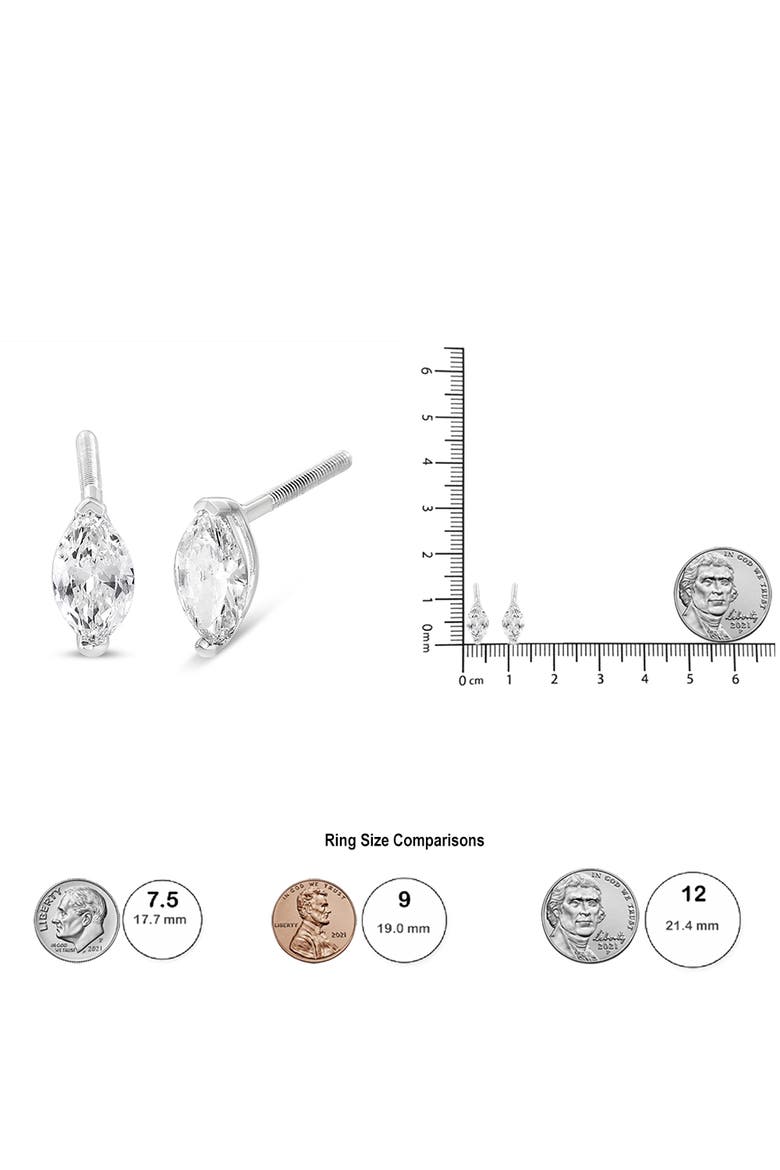 14K White Gold 1/2 Cttw Marquise Solitaire Lab Grown Diamond Stud Earrings, Alternate, color, White