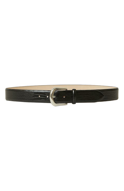 Kennedy Croc Embossed Leather Belt