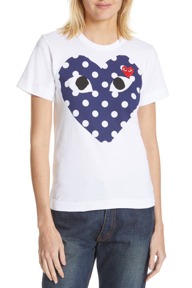 Polka Dot Tee, Main, color, WHITE