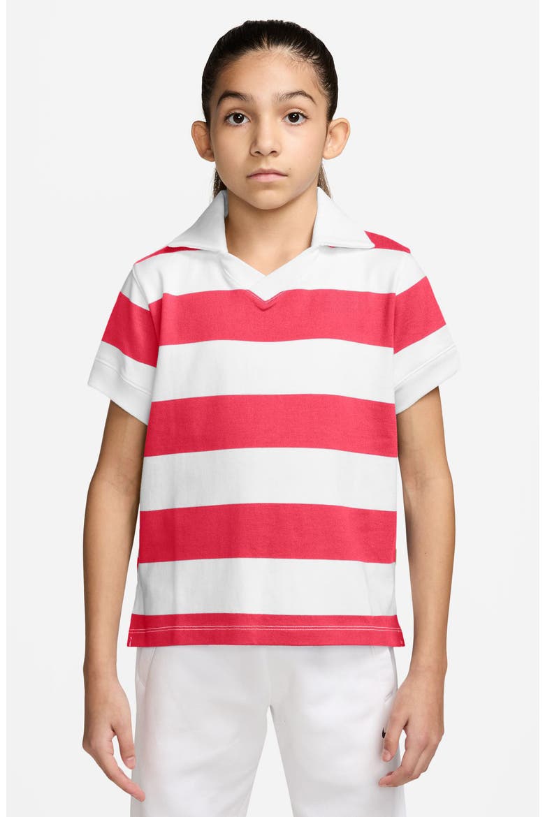 Kids' Striped Polo, Main, color, 606 FUSION RED/WHITE/VOLT