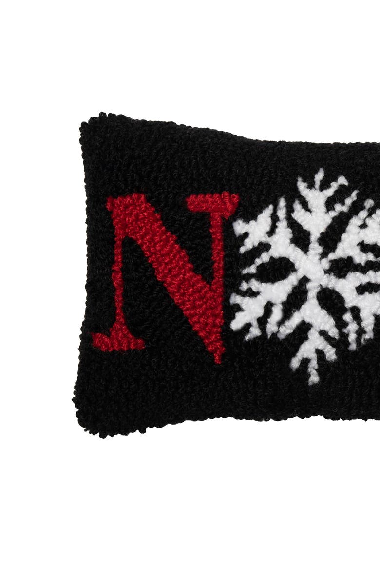 C&F Home "Noel" Snowflake Hooked Christmas Mini Accent Pillow 6" x 12", Alternate, color, Black
