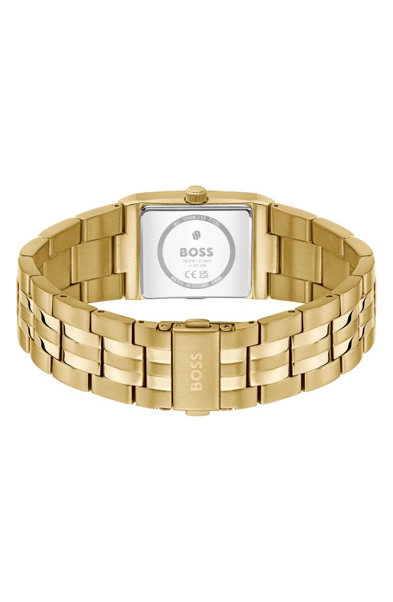BOSS Strivo Goldtone Tank Bracelet Watch, 25.6mm x 28mm, Alternate, color, Silver