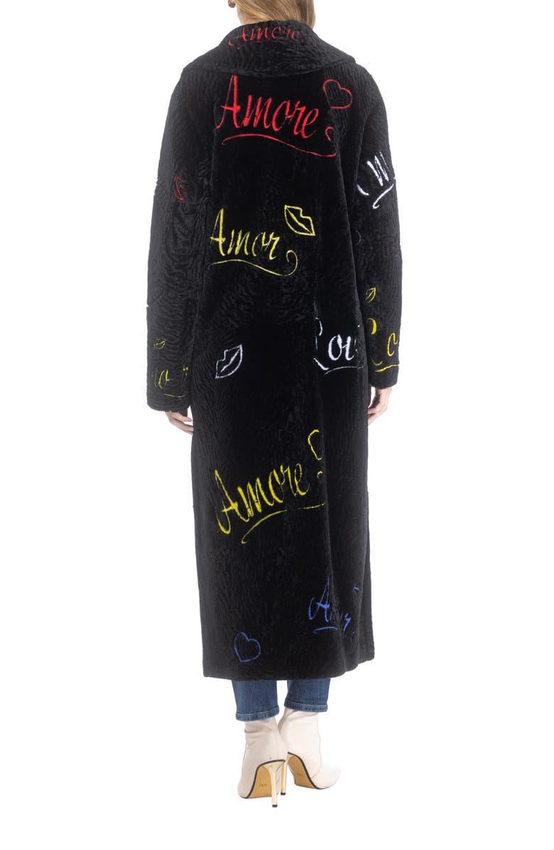 GORSKI Genuine Shearling Embroidered "Love" Coat, Alternate, color, Black Multi