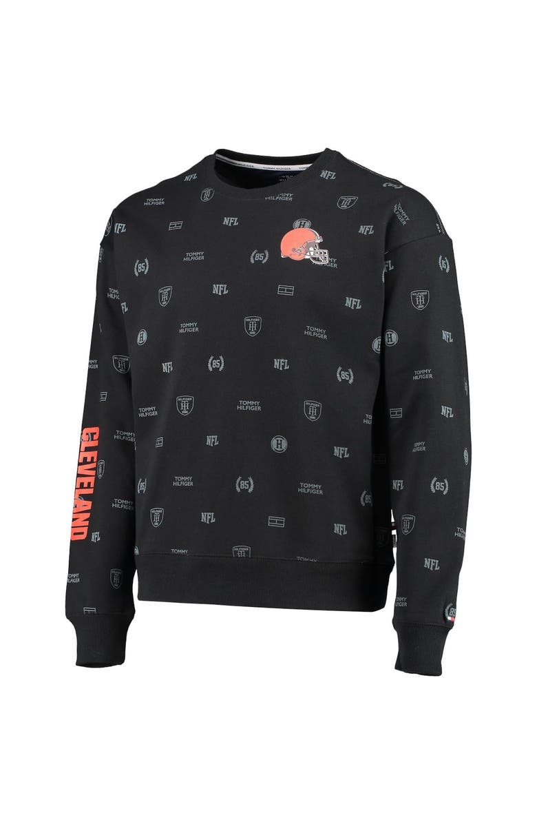Tommy Hilfiger Men's Tommy Hilfiger Black Cleveland Browns Reid Graphic Pullover Sweatshirt, Alternate, color, 