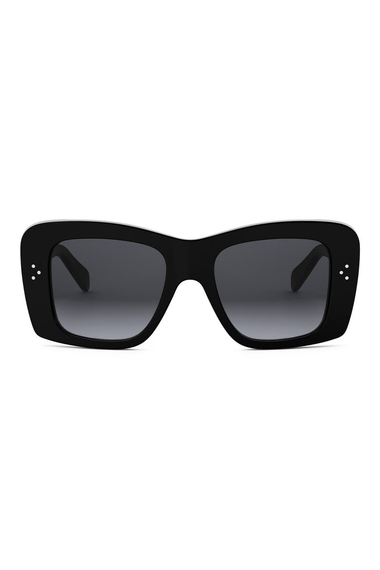 Bold 3 Dots 53mm Geometric Sunglasses, Main, color, SHINY BLACK / GRADIENT SMOKE