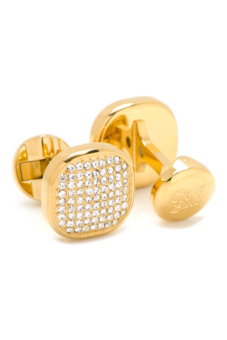 Pavé Goldtone Cuff Links, Alternate, color, GOLD/ WHITE