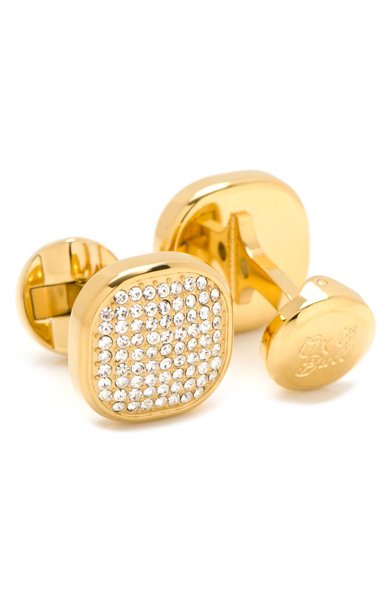 Cufflinks, Inc. Pavé Goldtone Cuff Links, Alternate, color, Gold/ White