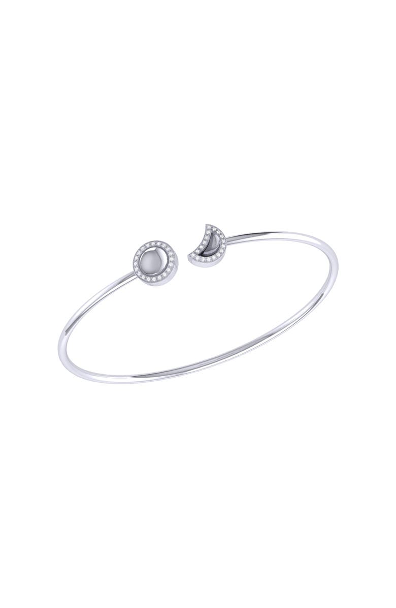 LuvMyJewelry Moon Phases Sterling Silver Diamond Adjustable Cuff, Main, color, 