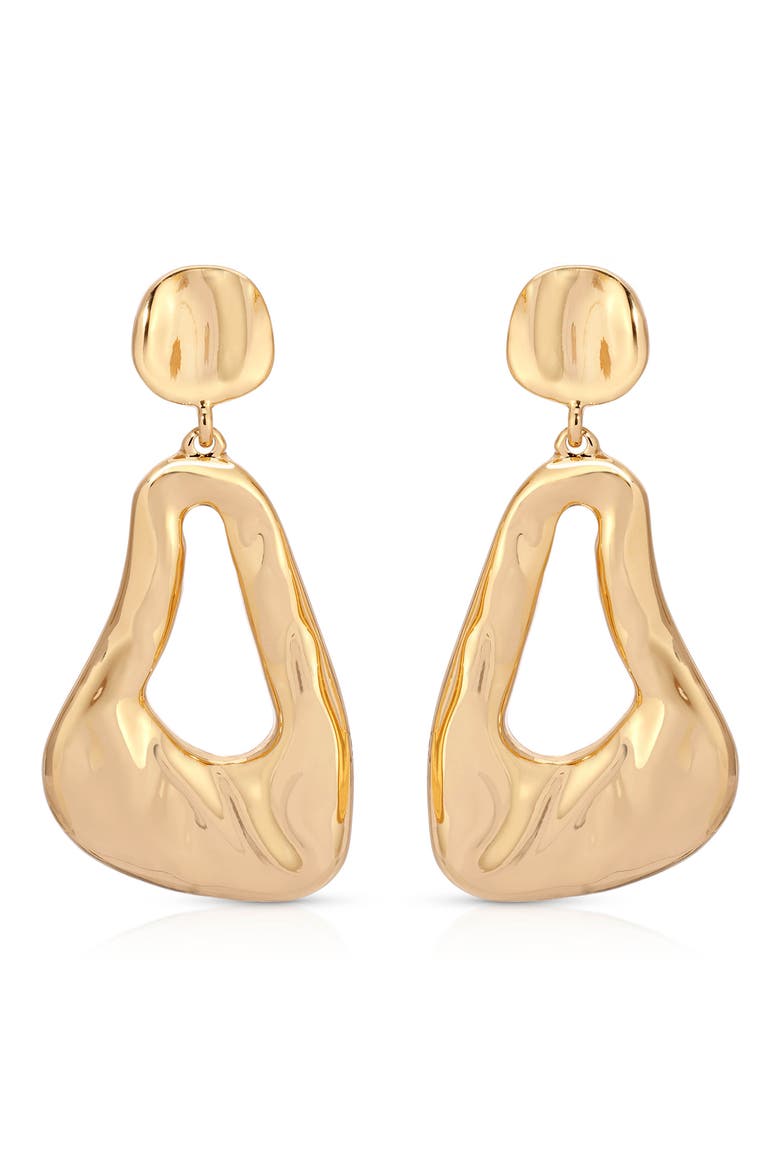 Molten Drop Earrings, Main, color, GOLD