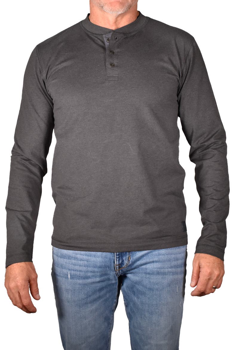 Heathered Long Sleeve Henley, Main, color, HEATHER GREY