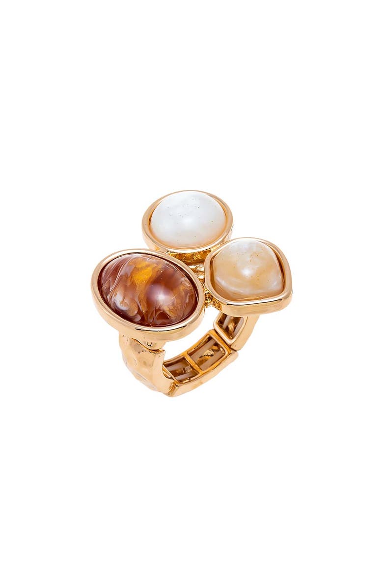 BY ADINA EDEN Mixed Natural Stone Trio Statement Ring, Main, color, Gold