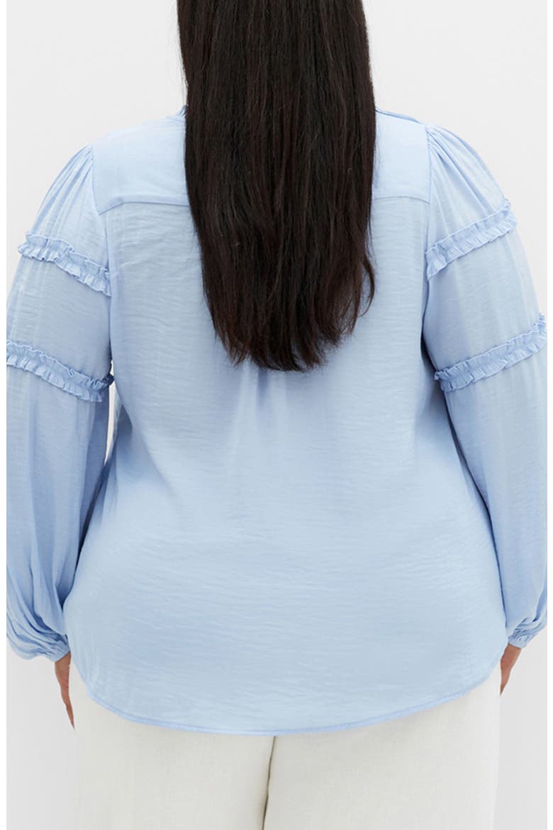 Ruffle Puff Sleeve<br />Peasant Blouse, Alternate, color, SKY