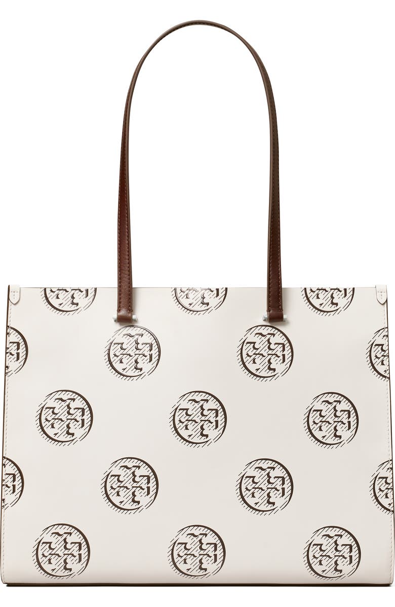 Tory Burch T Monogram Contrast Leather Tote, Alternate, color, Chocolate