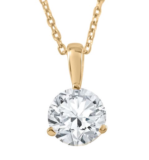 2 ct Solitaire Lab Grown Round Cut Diamond Pendant 14k Gold Necklace 18"