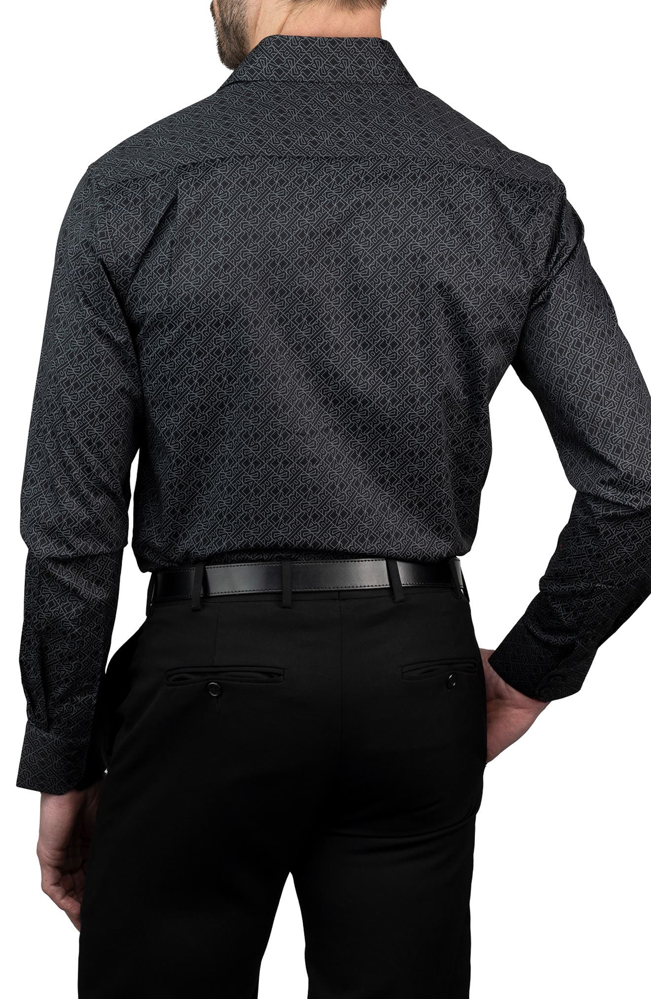 KARL LAGERFELD Trim Fit Karl Print Cotton Dress Shirt (Men) | Nordstromrack