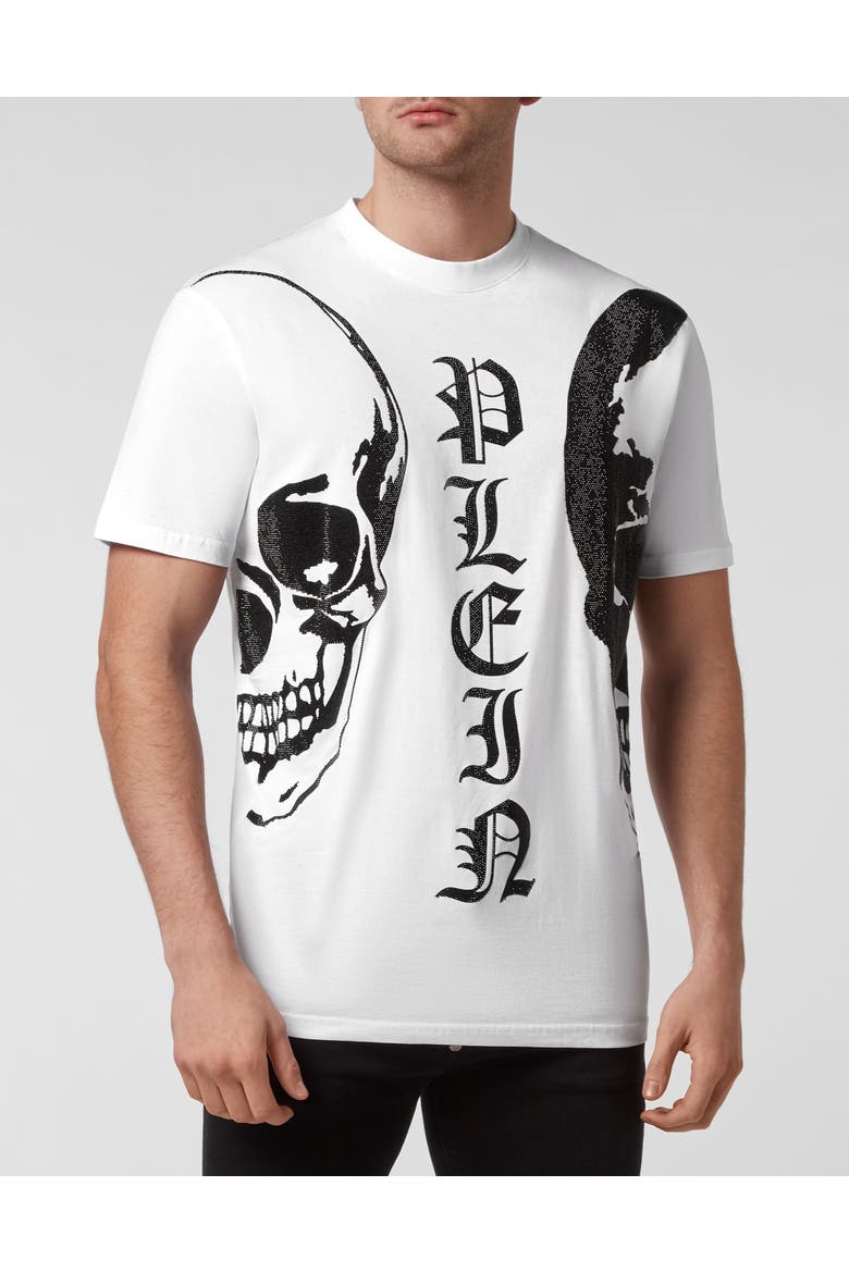 T-Shirt Round Neck Men, Main, color, white/black