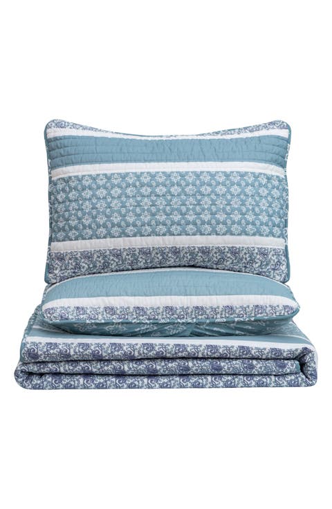 Stripe & Paisley Quilt & Sham Set