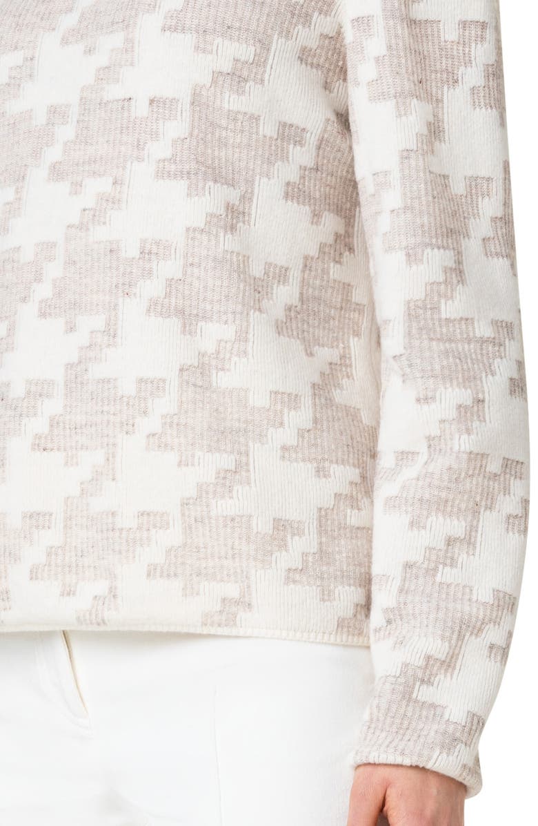 Akris Pixelated Houndstooth Jacquard Crewneck Sweater, Alternate, color, 