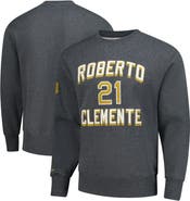 Mitchell & Ness Men's Mitchell & Ness Roberto Clemente Heather Charcoal Pittsburgh Pirates Legends Collection Vintage Logo Name & Number Fleece Pullover Sweatshirt