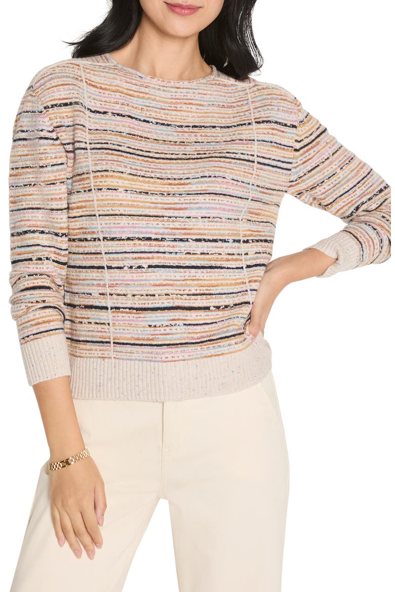 Mirage Seamed Cotton Blend Sweater, Main, color, PINK MULTI