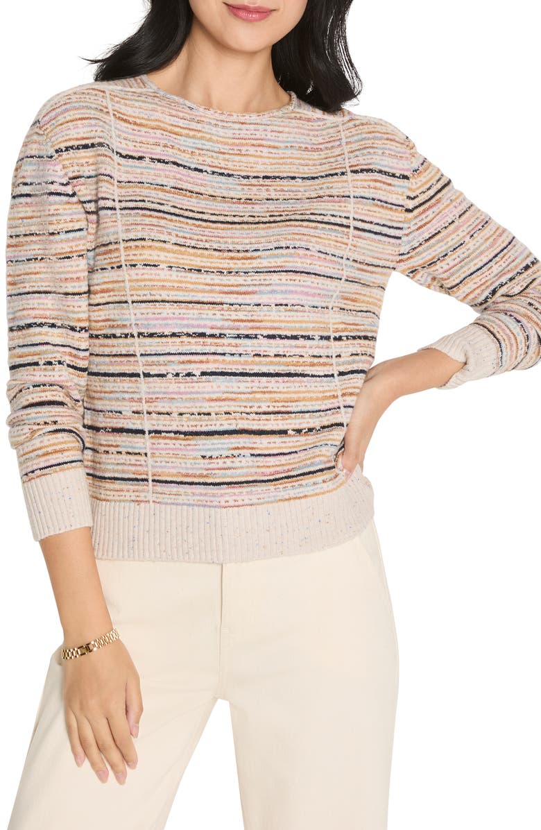 NIC+ZOE Mirage Seamed Cotton Blend Sweater, Main, color, Pink Multi