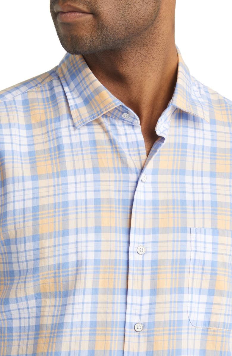 Peter Millar Macaw Plaid Button-Up Shirt, Alternate, color, Blue Granite