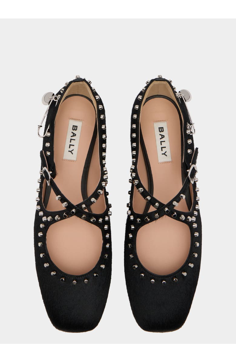 Bally rina Flat in Pony Hair With Studs, Alternate, color,