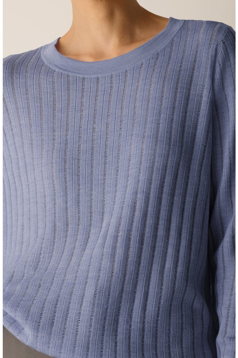Ribbed Superfine Merino Wool Crewneck Sweater, Alternate, color, SKYLARK