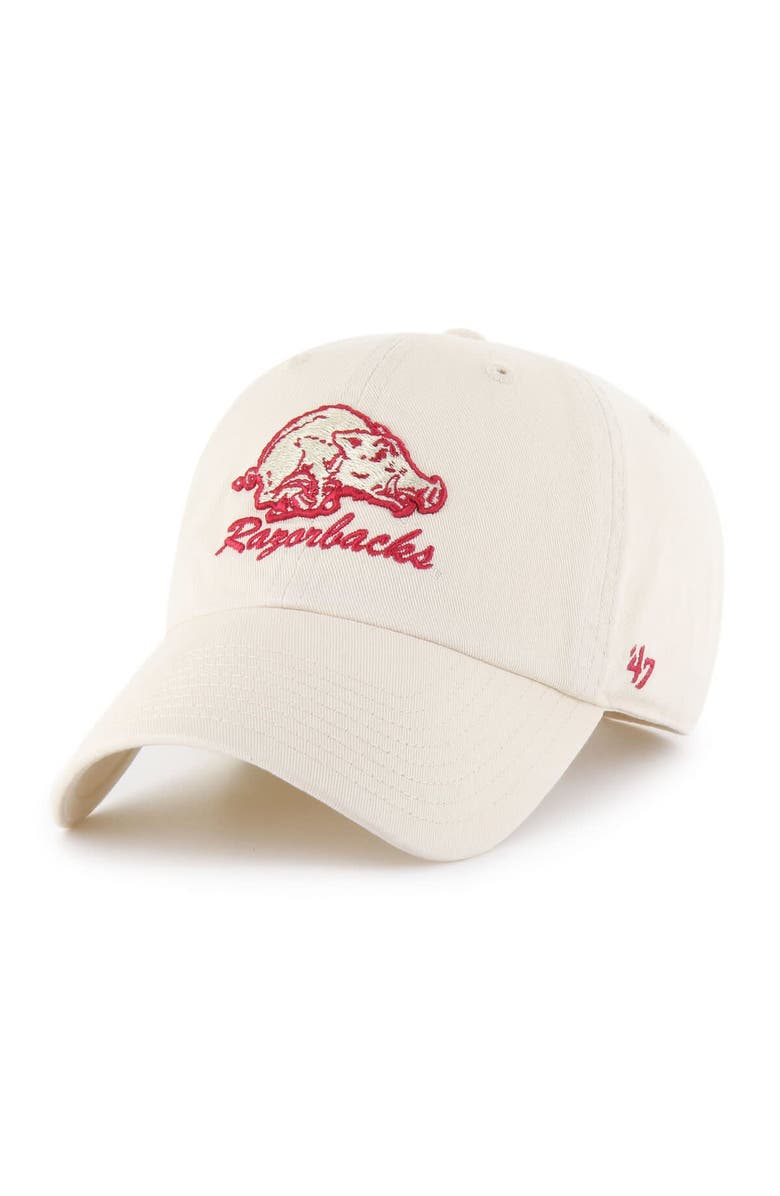 '47 Men's '47 Natural Arkansas Razorbacks Vault Clean Up Adjustable Hat, Main, color,