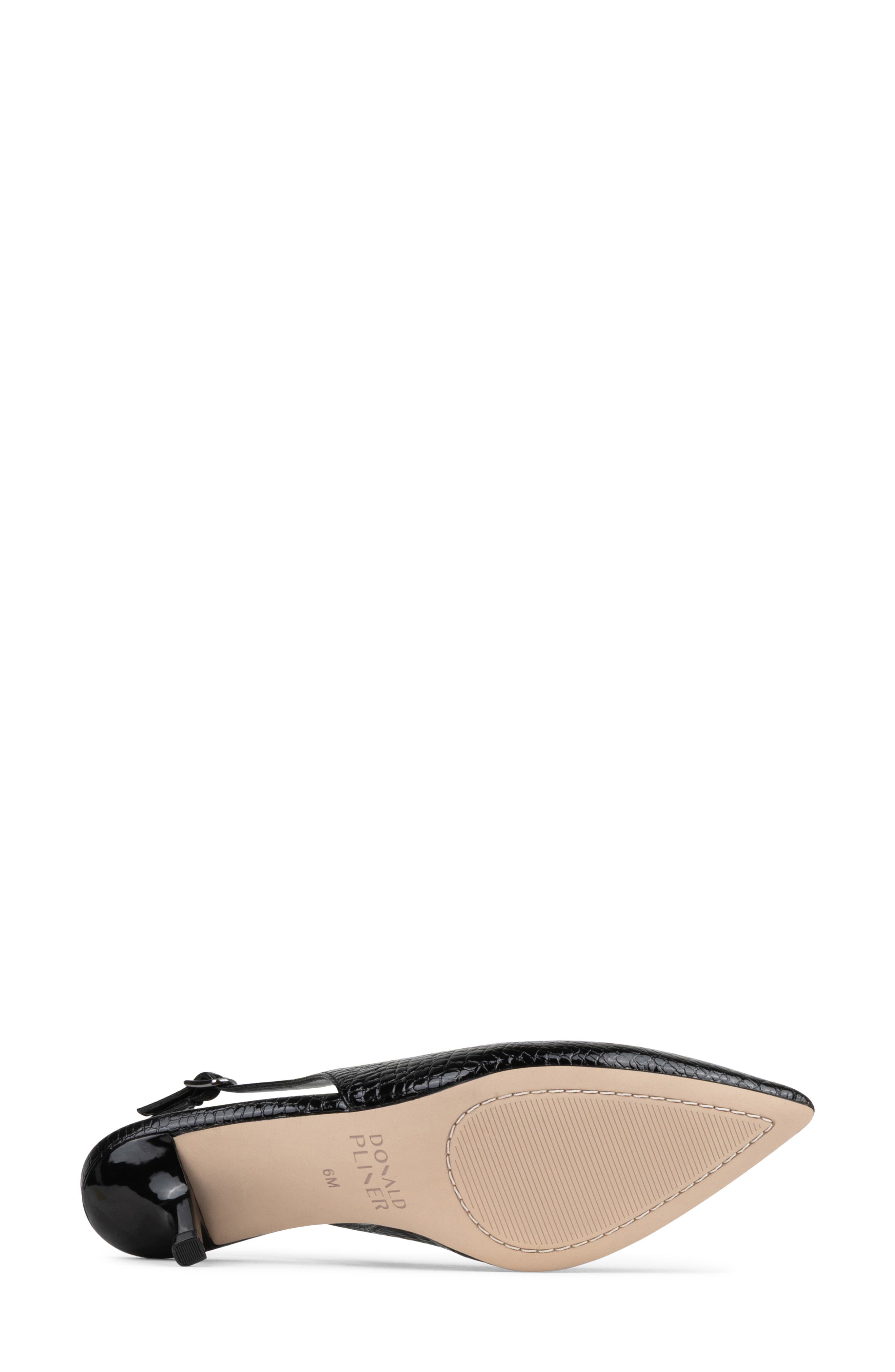 Casie Croc Embossed Faux Leather Slingback Pump, Alternate, color, BLACK