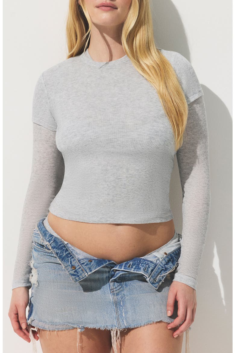 Sheer Rib T-Shirt, Main, color, LIGHT HEATHER GREY