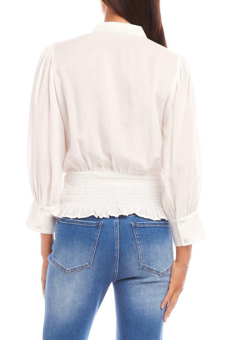Embroidered Smocked Waist Woven Shirt, Alternate, color, CREAM