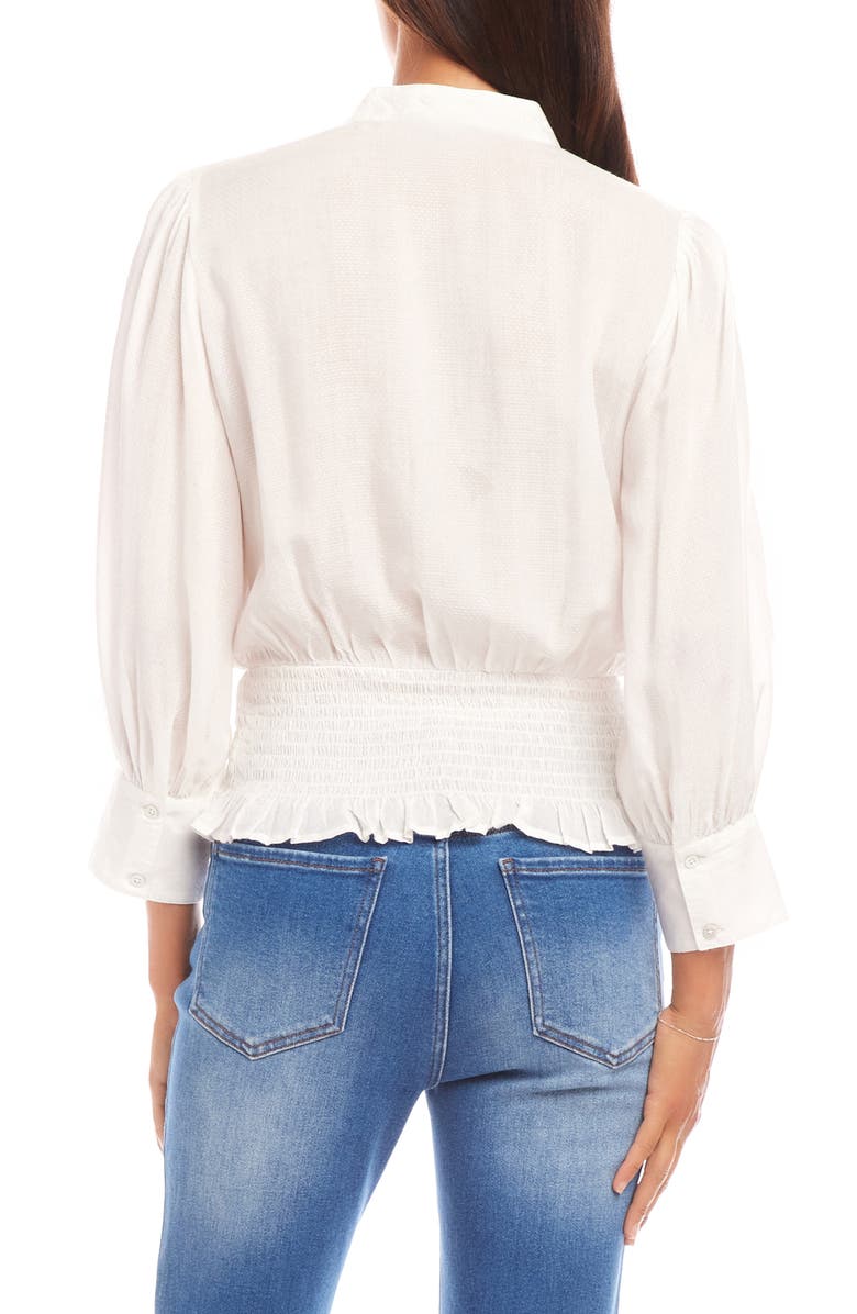 Karen Kane Embroidered Smocked Waist Woven Shirt, Alternate, color, Cream