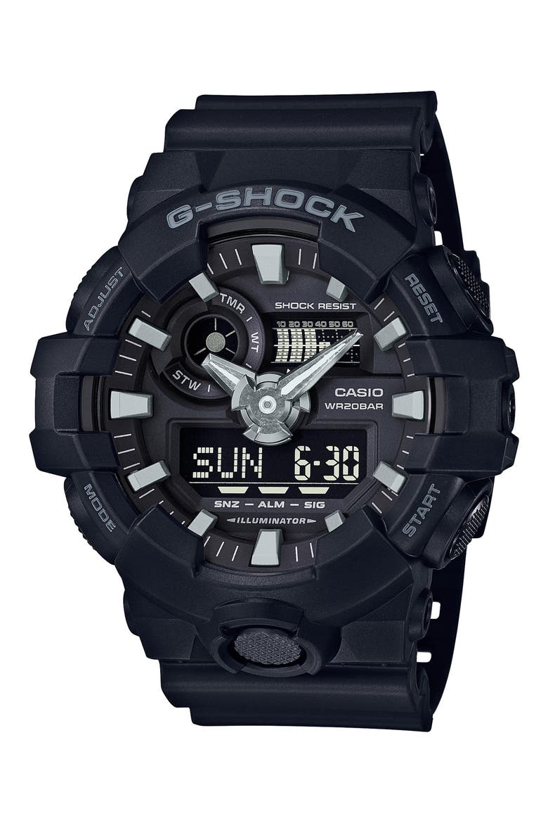 GA-700 Series Analog-Digital Watch, 53mm, Main, color, BLACK