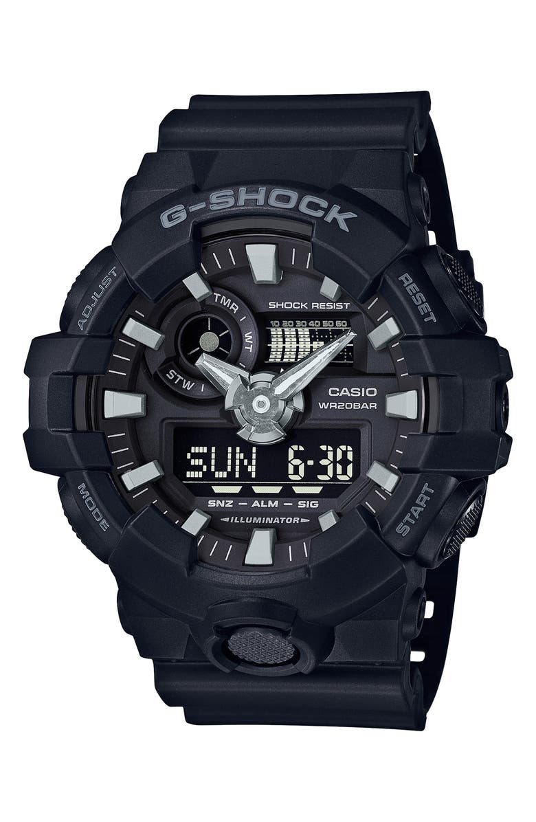G-SHOCK GA-700 Series Analog-Digital Watch, 53mm, Main, color, Black