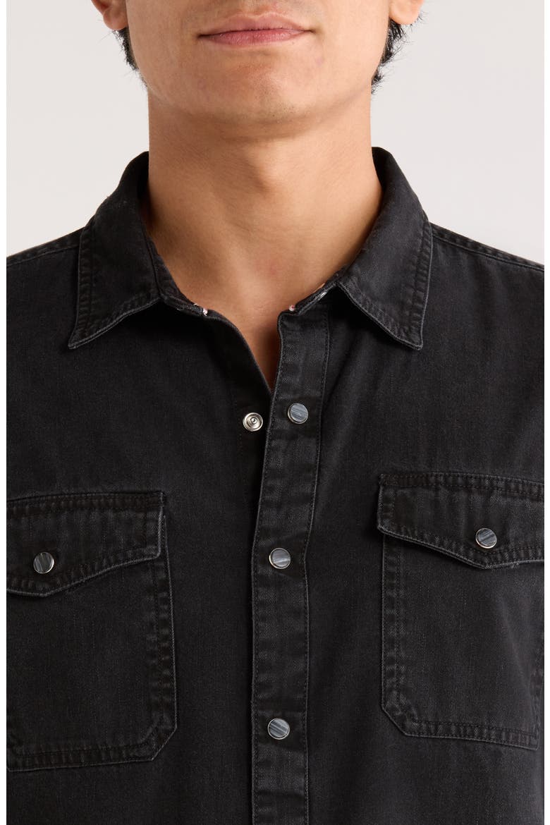 Marshall Coated Western Snap-Up Shirt, Alternate, color, BLACK