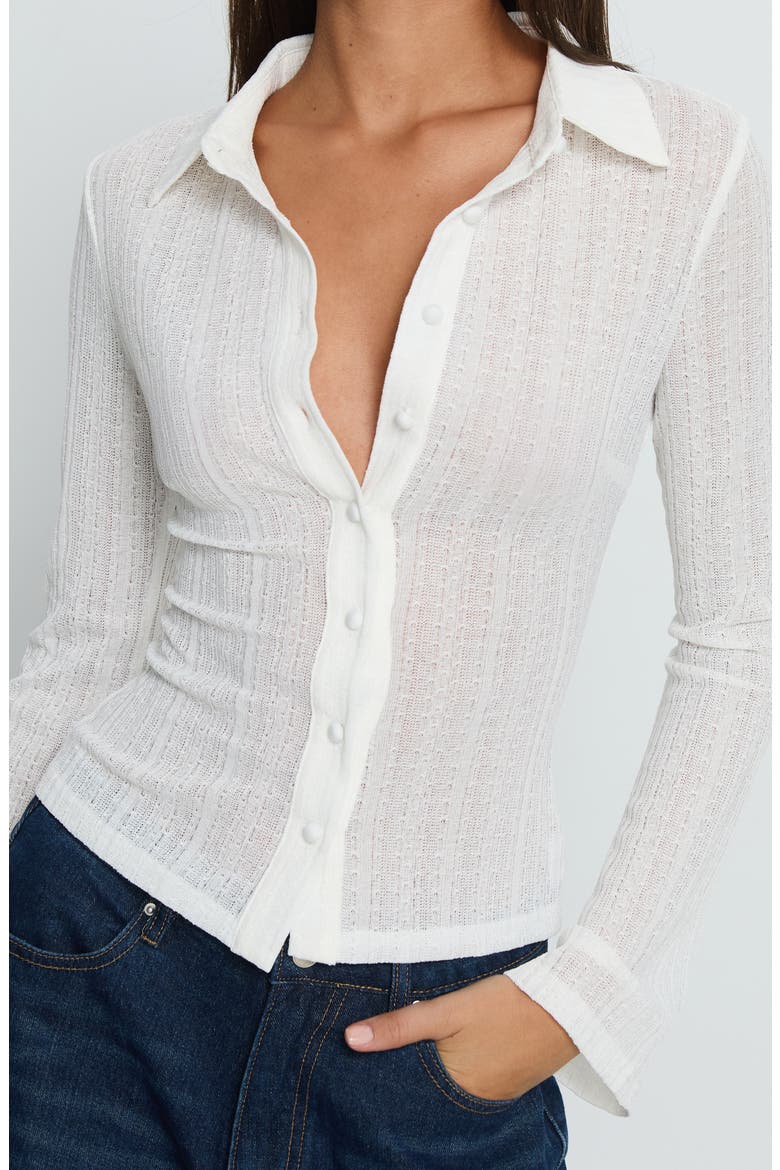 When You Sleep Textured Knit Button-Up Shirt, Alternate, color, WHITE