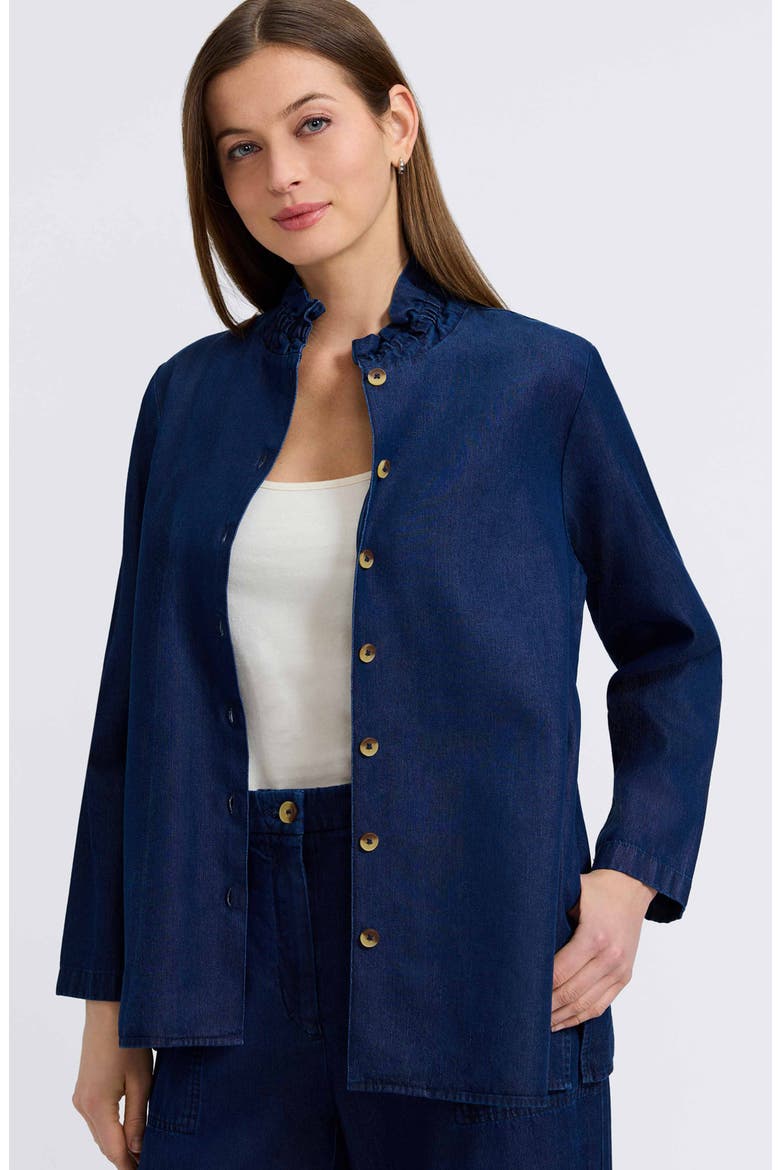 Carolina Denim Button-Up Shirt, Alternate, color, DARK WASH