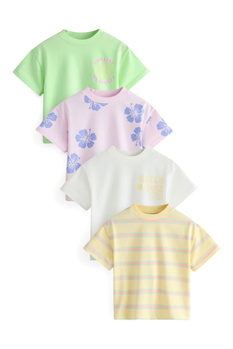 Kids' 4-Pack Assorted Cotton T-Shirts, Main, color, PINK